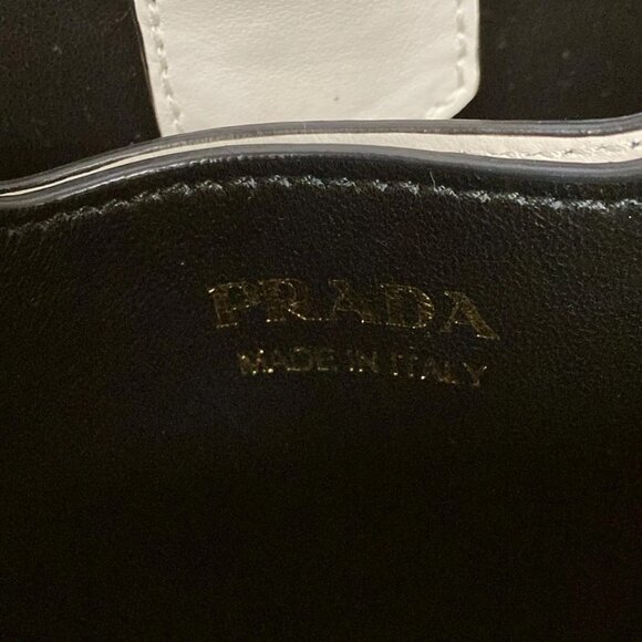 Auth PRADA Pannier Small 1BA217 White Saffiano Leather - Handbag - Picture 8 of 16